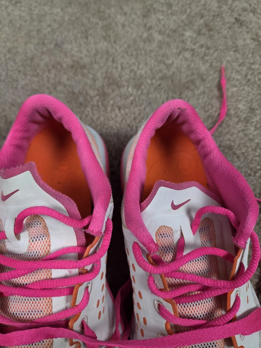 Nike Women's White Sneakers with Pink and Orange Accents - Picture 3 of 6